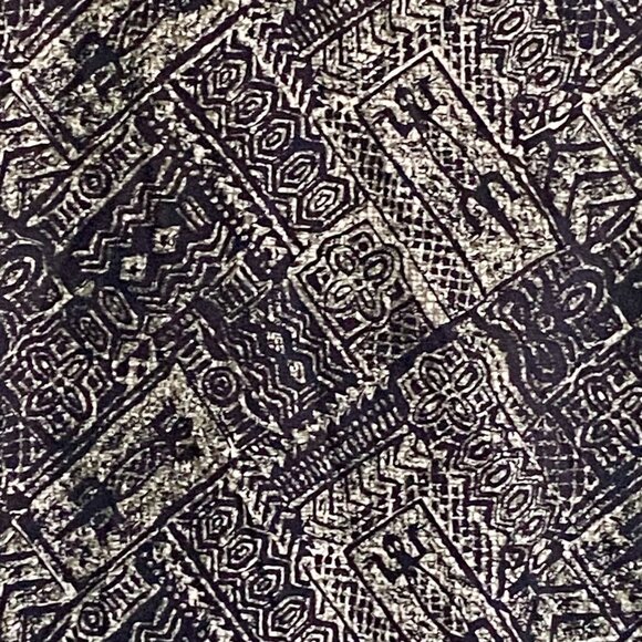 Boca Classics Short Sleeve Button Down Shirt Black Gray Aztec Print Men's Large - Picture 3 of 7